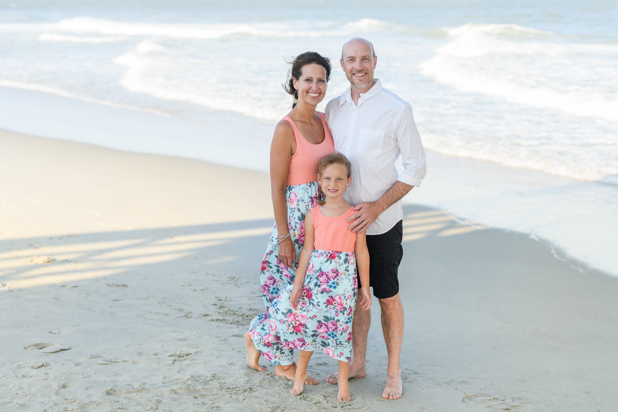 Derik, Elizabeth and Annabelle at the beach